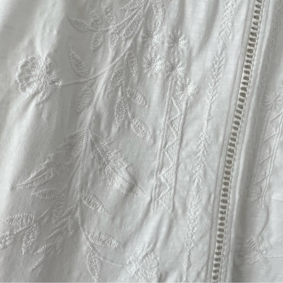 100% Cotton Embroidered Oversized Tunic Tank by Karyn Seo White Size Small - Picture 5 of 7